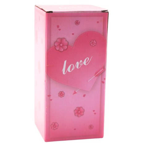 Wieczna Róża w Kopule z Oświetleniem LED Czerwona z Serduszkiem 18,5x8cm LEAN