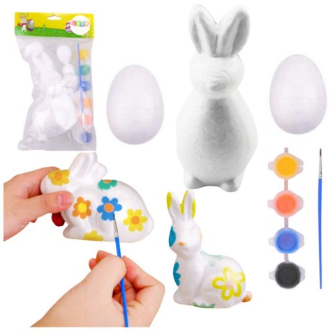 Zestaw Do Malowania Styropianowych Ozdób Zając 2 Jajka Farby LEAN TOYS