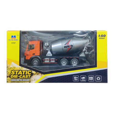 Betoniarka Pojazd Budowlany Metalowa Huina Pomarańczowa 1:50 LEAN Toys