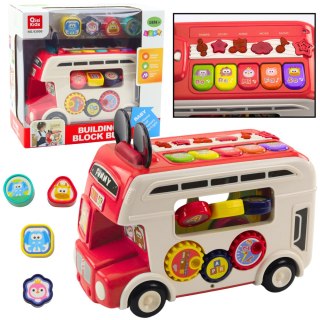 Interaktywny Autobus Edukacyjny Sorter Światła Dźwięki Czerwony LEAN Toys