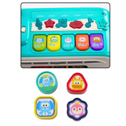 Interaktywny Autobus Edukacyjny Sorter Światła Dźwięki Turkusowy LEAN Toys