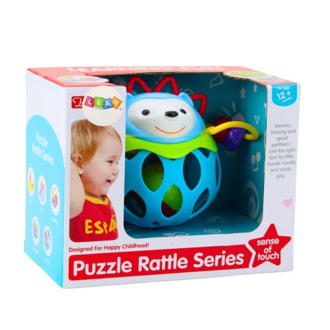 Miękka Piłka Jeż Kulka Z Grzechotką Zabawka Sensoryczna Niebieska LEAN Toys