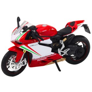 Motocykl Sportowy Metalowy Czerwono Biały Światła Dźwięki 1:12 LEAN TOYS