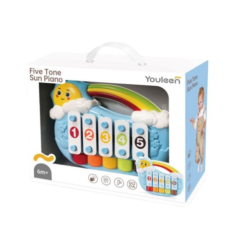 Pianinko Pięciotonowe Edukacyjne Dla Malucha Słoneczko Niebieskie LEAN Toys
