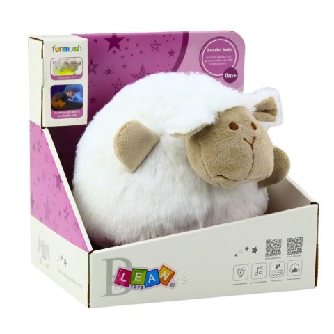 Pluszowa Owieczka Usypiająca Przytulanka Światło Dźwięk Biała LEAN Toys