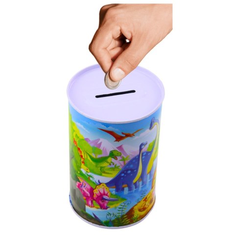 Skarbonka Z Dinozaurami Metalowa Kolorowa 13 x 8cm LEAN Toys