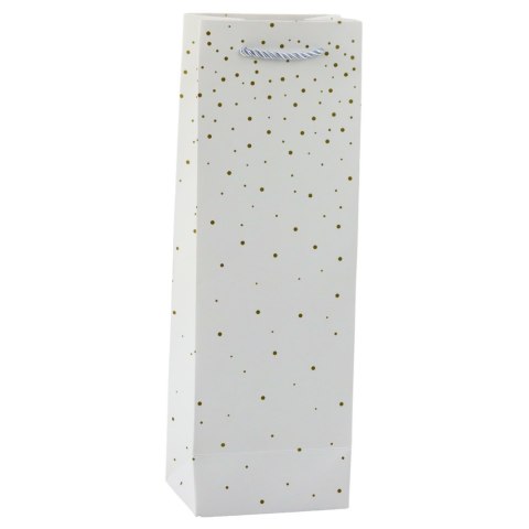 Torba Prezentowa Na Wino Butelkę Papierowa Złote Kropki 35 x 12 x 9 cm LEAN