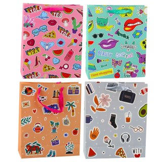 Torba Prezentowa Naklejki Kolorowe Znaczki 32 x 26 x 12 cm LEAN