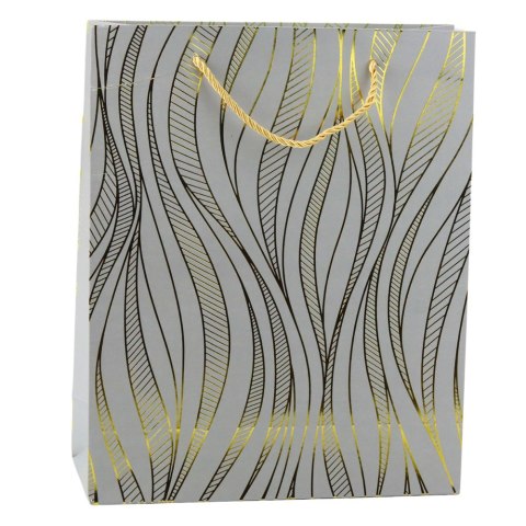 Torba Prezentowa Papierowa Linie Faliste Złote 32 x 26 x 12 cm LEAN