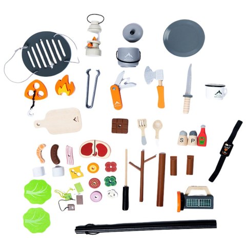 Zestaw Do Biwakowania Drewniany Ognisko Akcesoria 45 El LEAN Toys