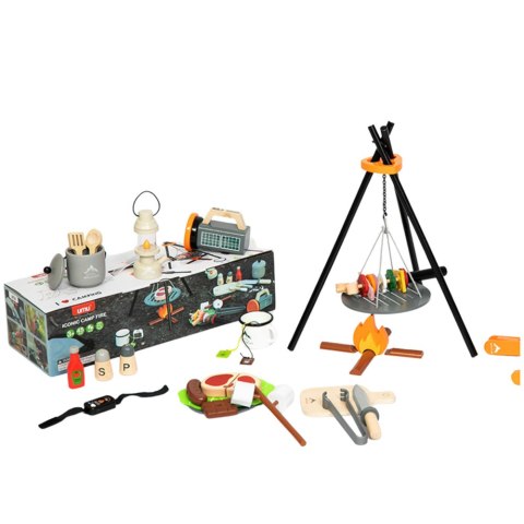 Zestaw Do Biwakowania Drewniany Ognisko Akcesoria 45 El LEAN Toys