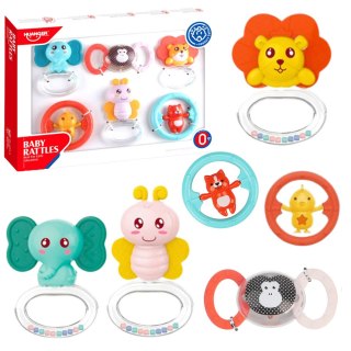 Zestaw Gryzaków Grzechotek Dla Niemowlaka Zwierzątka 6 ele. LEAN Toys
