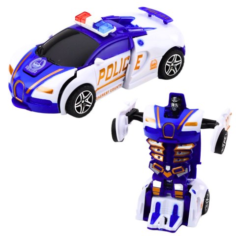 Auto Robot 2w1 Samochód Sportowy Policyjny Napęd Mix LEAN TOYS