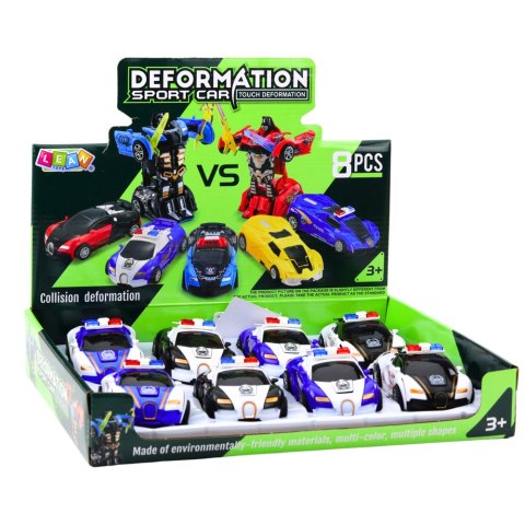 Auto Robot 2w1 Samochód Sportowy Policyjny Napęd Mix LEAN TOYS