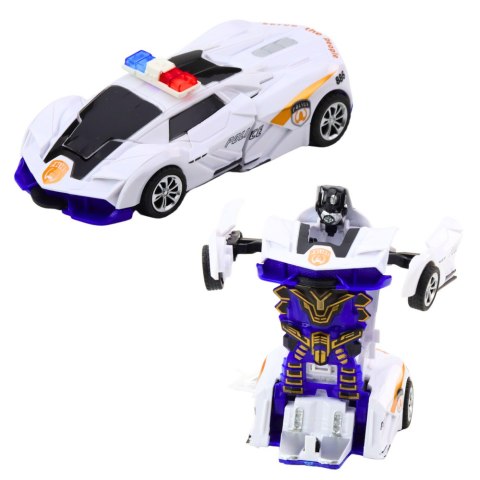 Auto Robot 2w1 Sportowy Samochód Policyjny Napęd Mix LEAN TOYS