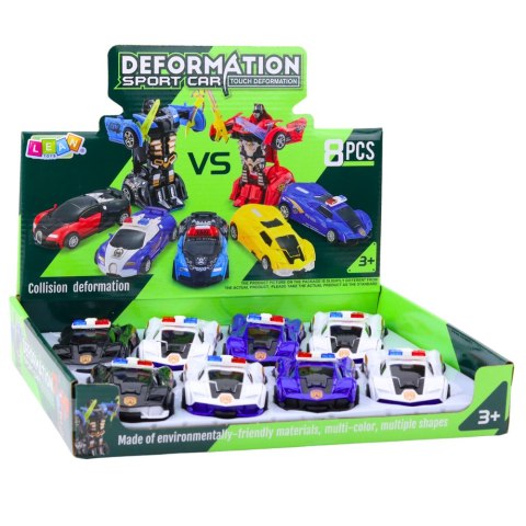 Auto Robot 2w1 Sportowy Samochód Policyjny Napęd Mix LEAN TOYS