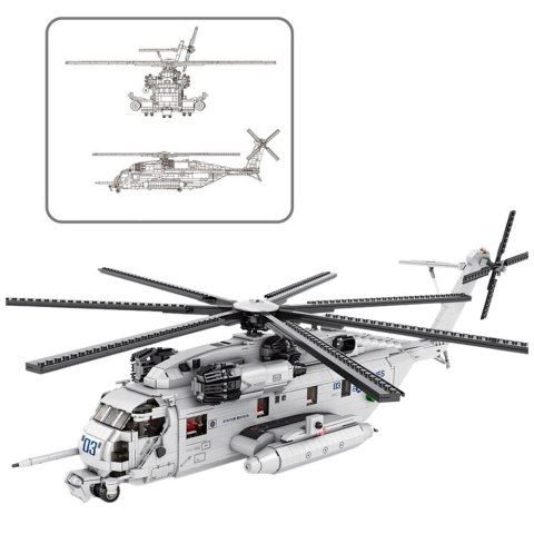 Klocki Konstrukcyjne Śmigłowiec Transportowy Helikopter 2192el LEAN Toys