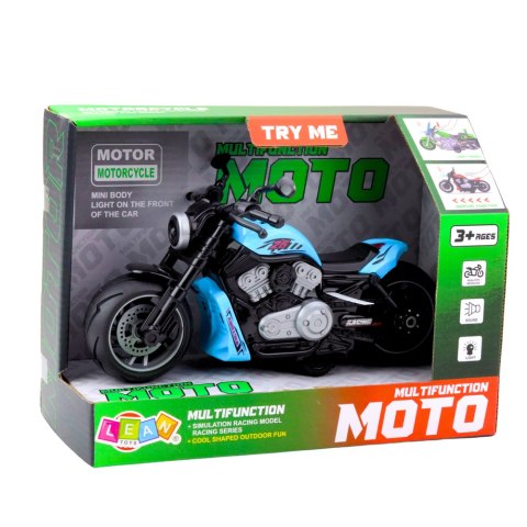 Motocykl Zabawkowy Na Baterie Napęd Światła Dźwięki Niebieski LEAN Toys