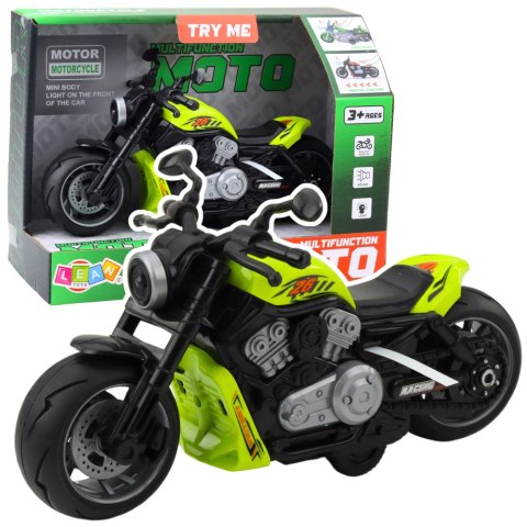 Motocykl Zabawkowy Na Baterie Napęd Światła Dźwięki Zielony LEAN Toys