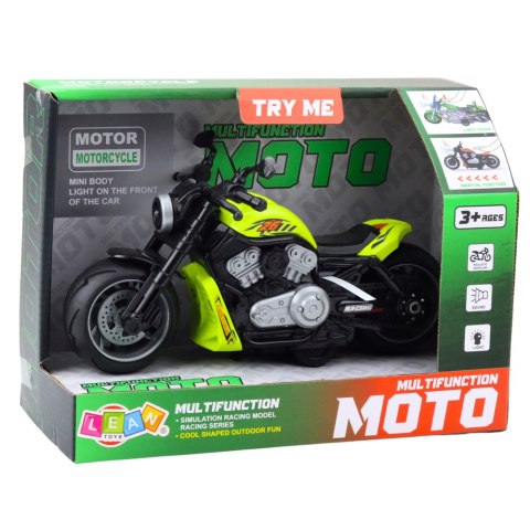 Motocykl Zabawkowy Na Baterie Napęd Światła Dźwięki Zielony LEAN Toys