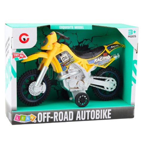 Motor Crossowy Off-Road Napęd Światła Dźwięki Żółty LEAN TOYS