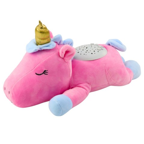 Pluszowy Jednorożec Usypiająca Przytulanka Projektor Dźwięk Szum Różowy LEAN Toys
