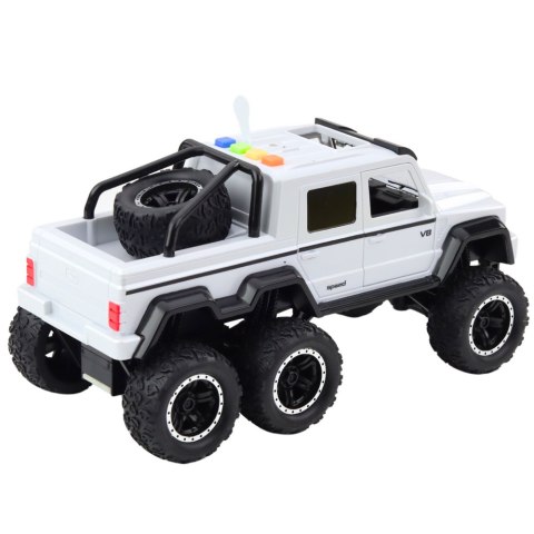 Samochód Terenowy Napęd Frykcyjny Światła Dźwięki Biały Perłowy 6x6 1:16 LEAN Toys