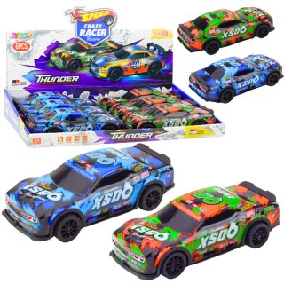 Samochód Wyścigowy XS06 Napęd Światła Dźwięki Pomarańczowy Niebieski LEAN Toys