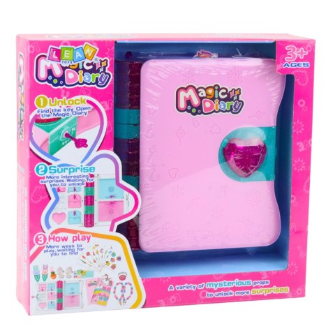 Sekretny Pamiętnik Na Kłódkę Notes Skrytka Kluczyk Akcesoria Różowy LEAN Toys