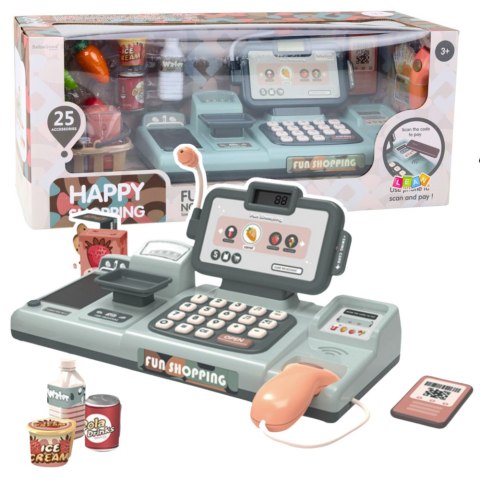 Zestaw Kasa Sklepowa Produkty Spożywcze Czytnik Telefon 25El LEAN Toys