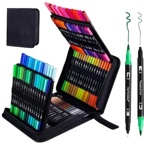 Zestaw Kolorowych Pisaków Dwustronnych Wodoodporne 120 Elementów LEAN