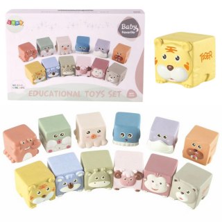 Zestaw Miękkie Klocki Sensoryczne Edukacyjne Zwierzątka 12szt LEAN Toys