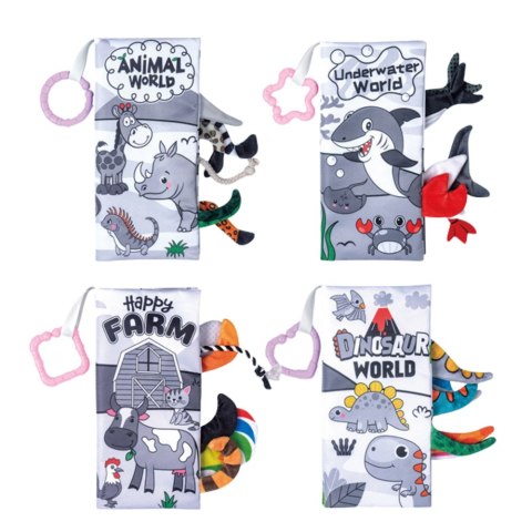 Zestaw Miękkie Książeczki Edukacyjne Sensoryczne Dla Malucha 4szt LEAN Toys