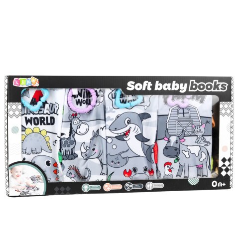 Zestaw Miękkie Książeczki Edukacyjne Sensoryczne Dla Malucha 4szt LEAN Toys