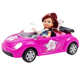 Zestaw Mini Laleczka Samochód Kabriolet Piesek LEAN Toys