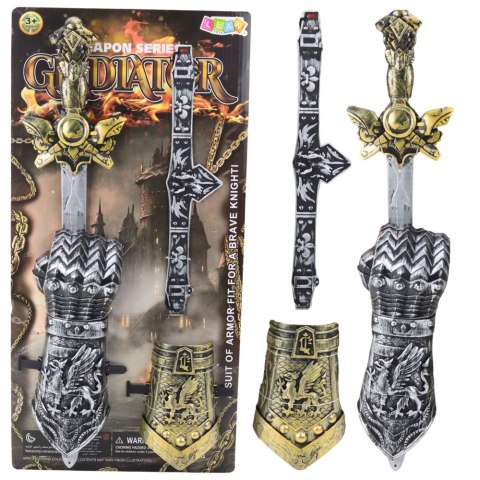 Zestaw Rycerski Gladiator Miecz Ochraniacze Pas Zdobione LEAN TOYS