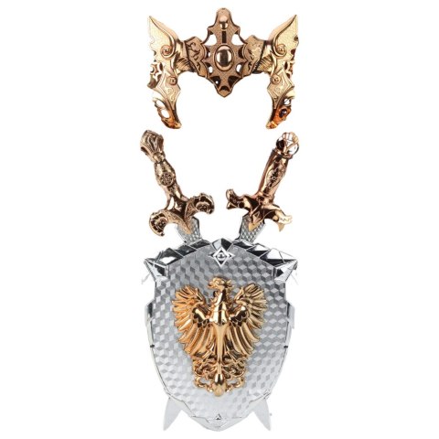 Zestaw Rycerski Tarcza Dwa Miecze Maska Srebrny Złoty Orzeł LEAN TOYS