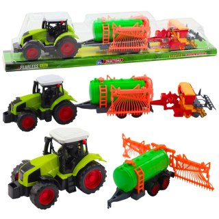 Zestaw Traktor Rolniczy Farmerski Cysterna Zgrabiarka LEAN Toys