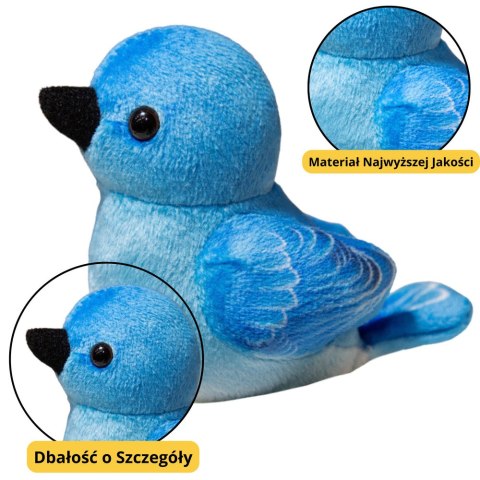 Mały Pluszowy Ptak Niebieski Sikorka Szczygieł 10cm LEAN TOYS