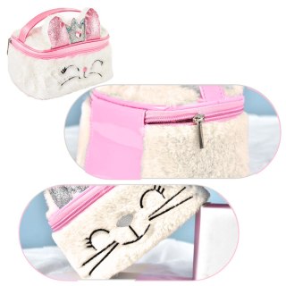 Pluszowa Kosmetyczka Dziecięca Króliczek Brokat Biała 20cm LEAN