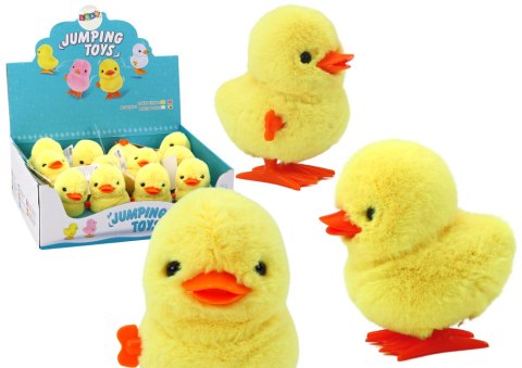 Skaczący Kurczak Nakręcany Pluszowy Zabawka Ozdoba Żółty LEAN TOYS