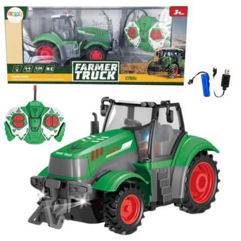 Ciągnik Traktor Rolniczy Zdalnie Sterowany RC Zielony 1:24 LEAN Toys