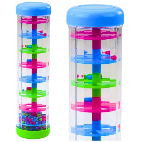 Tuba Sensoryczna Deszczownica Grzechotka Kolorowe Kulki 20cm LEAN TOYS
