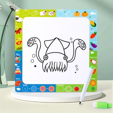 Układanka Tablica 2w1 Drewniana Edukacyjna Owoce Pisak LEAN TOYS