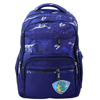 Plecak Szkolny Dinozaury Naszywka T-Rex Pas Piersiowy Granatowy 20L LEAN