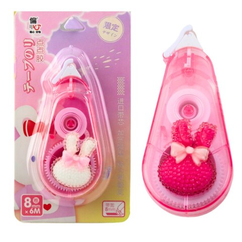 Korektor W Taśmie Myszka Szkolny Biurowy Ozdobny Zajączek Różowy 8mm x 6m LEAN