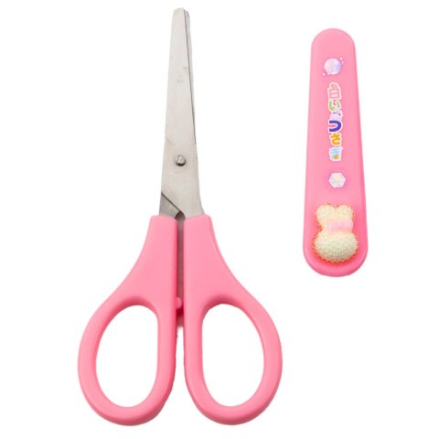 Nożyczki Szkolne Z Osłonką Ozdobny Biały Zajączek 14cm LEAN