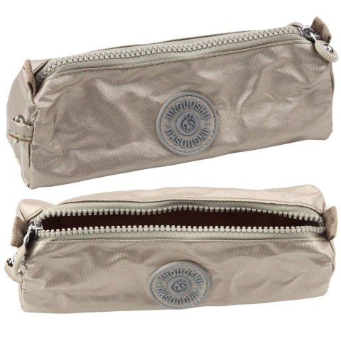 Piórnik Szkolny Organizer Jednokomorowy Srebrny 21,5cm LEAN