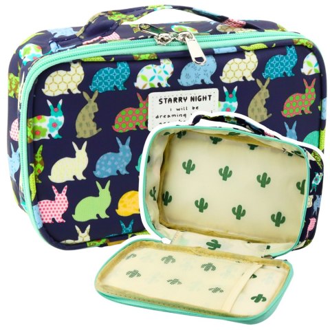 Piórnik Szkolny Organizer Pojemny Dodatkowa Kieszonka Granatowy 21,5cm LEAN