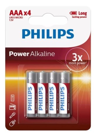 Baterie Power Alkaline AAA 4 szt. blister Philips
